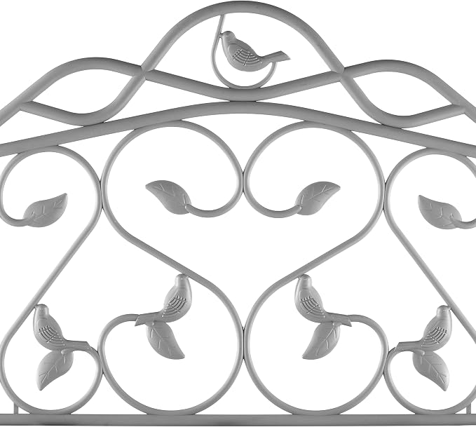 Evelyne Decorative Garden Border Plastic Edging – PP Plastic, Short Metal-Free Faux Wrought Iron Leaf & Bird Design, 16pcs Yard Landscaping Fence Liner Lawn Edge Barrier, 20ft Kit of Decorative Panels