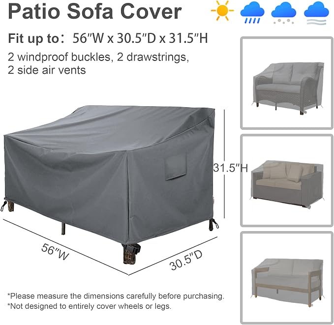 Patio Furniture Covers,Outdoor Furniture Cover Waterproof,Patio Furniture Set Covers for 4 Piece Outdoor Conversation Set,Patio Covers Set X-Large (Grey)