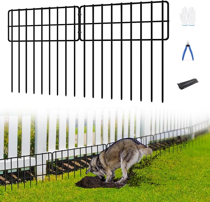 30 Panels No Dig Fence, Animal Barrier Fence, 13in(H) x 30ft(L) Fence Barrier for Bottom, Rabbit Fencing for Garden, Dog Fences Barrier, Rustproof Metal Fences Border for Outdoor