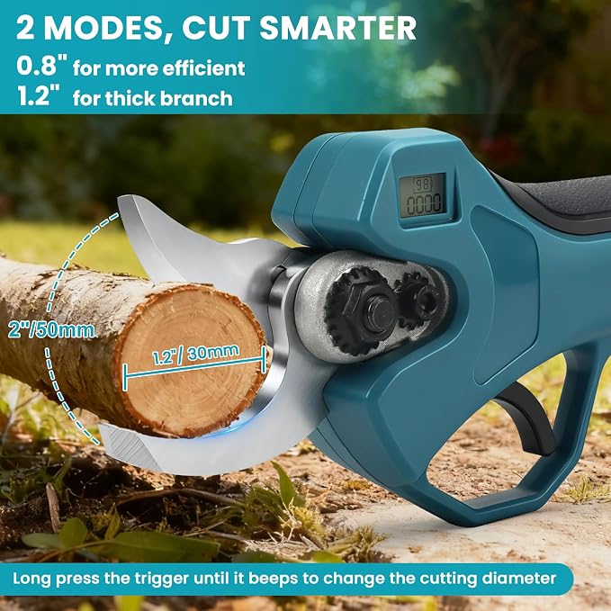 2-in-1 Pole Pruner & Cordless Electric Pruning Shears for Makita 18V Battery, 14Ft Reach, 1.2" Cutting Diameter, Brushless Motor with LCD Display, for Tree Trimming Branch Cutter (No Battery)