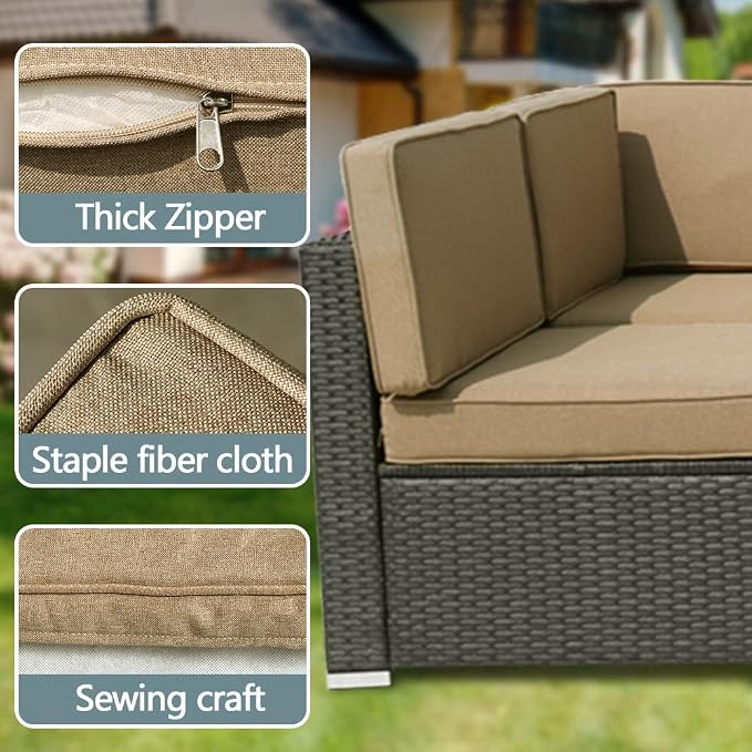 14Pcs Outdoor Cushion Covers Replacement Washable w/Zipper for 6-Seaters Sofa Patio Slipcovers Set Seat and Back Covers Only-23.6x23.6x4inch