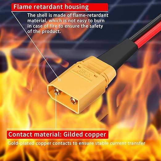 ELFCULB XT90 to O Ring Terminal Cable, 10AWG XT90 Male Connector to O Ring for RC Lipo Battery FPV Racing Drone Portable Power Station(6FT)
