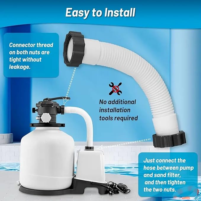 1-1/2 Inch 11535 Replacement Pool Hose for above ground pools - 1.5" Pool Sand Filter Pump Hose for Intex Sand Filter Pumps & Saltwater Systems 26371CA 26371EH 28647EG (White -1 Pack)