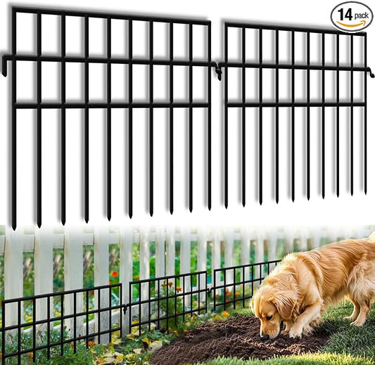KYATE 14 Panels Dog Digging Fence Barrier, 19.83ft(L) X 13in(H) Animal Barrier Fences, No Dig Defense Rabbits Fencing for Garden Outdoor Yard Deck Bottom Blocke