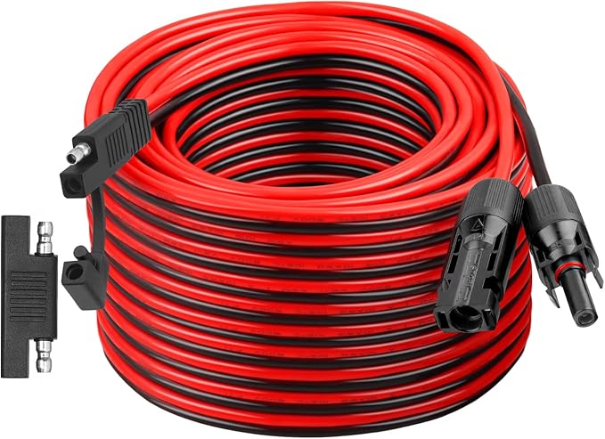 XRDS -RF 10AWG SAE to Solar Panel Connector Cable 100FT, Heavy-Duty Tinned Copper, Solar Extension Cable with SAE Polarity Reverse Adapter for Solar Power Systems and Battery Connections