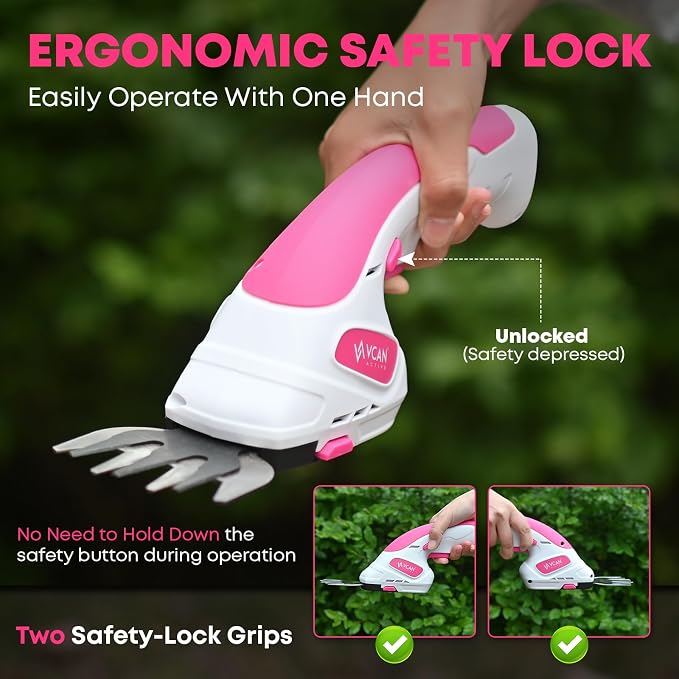 2-in-1 Cordless Hedge Trimmer, Handheld Hedge Trimmer & Cordless Grass Shear with 2.0Ah Rechargeable Battery and Type-C Cable – Electric Grass Trimmer for Garden, Yard, and Lawn