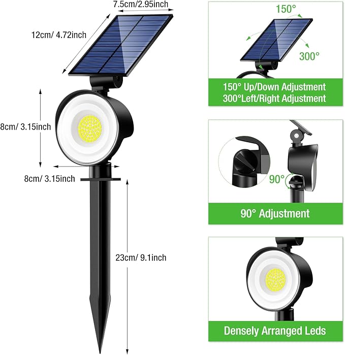 nipify 12 Pack Solar Spot Lights Outdoor Waterproof with 3 Modes, Solar Spotlight Light for Outside Yard Landscape Lighting Pathway Lights Wall, Cool White