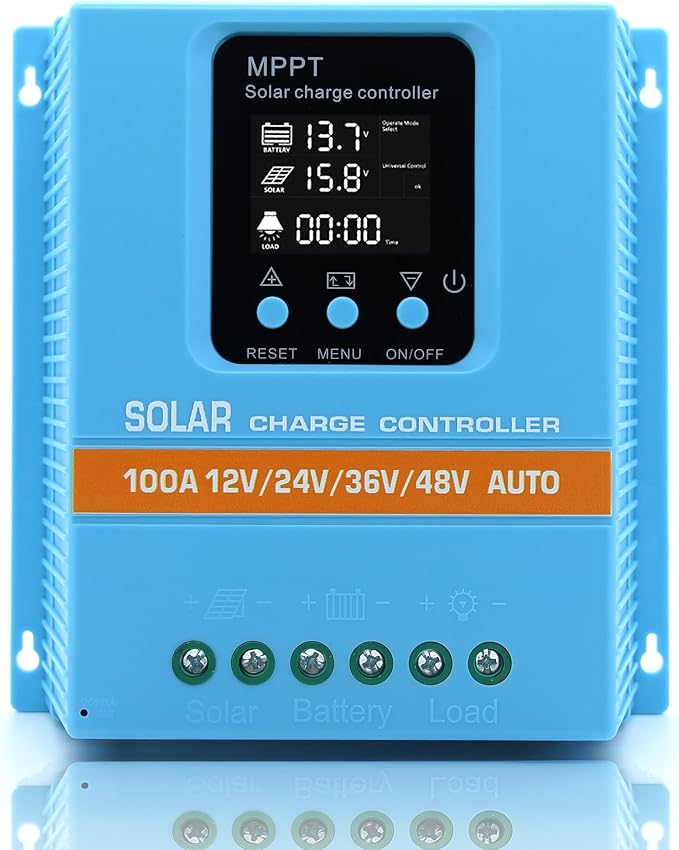 Upgraded 100A MPPT Solar Charge Controller 12V 24V 36V 48V LCD Display Battery Intelligent Regulator Max 100V Input Dual USB for Lead-Acid/Lithium