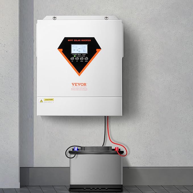 VEVOR Hybrid Solar Inverter, 3000W, Single Phase Pure Sine Wave Power Inverter, 24V DC to 110/120V AC, with Built-in 100A MPPT Solar Charge Controller, for Off-Grid System Lead Acid Lithium Battery
