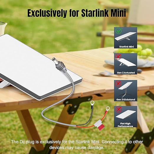 Starlink Mini DC Extension Cable 32.8Ft, Waterproof Power Converter Adapter, Female to O Ring Replacement Accessories,Compatible with Starlink Mini Pipe Adapter & Original Power Cable