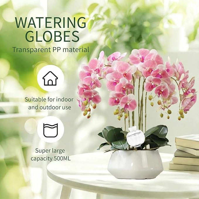 6 Pack Plant Watering Globes, 17 oz Self Watering Planter Insert for Indoor/Outdoor, Slow Release Plant Watering Devices for Vacation Care, Plastic Water Bulbs