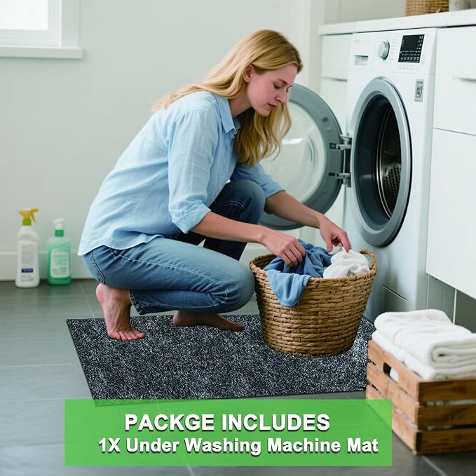 Under Washing Machine Mat, 36x59 in Non-Slip Waterproof Shed,Base Flooring Pad for Washer Dryer Fridge Protection with Rubber Backing, Absorbing Reducing Noise Scratch Prevention