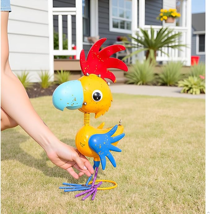 Metal Rooster Garden Statue, 15'' Rooster Decor Outdoor Statue, Chicken Yard Art Lawn Decor for Outside, Patio, Unique Present for Woman, Garden Lovers