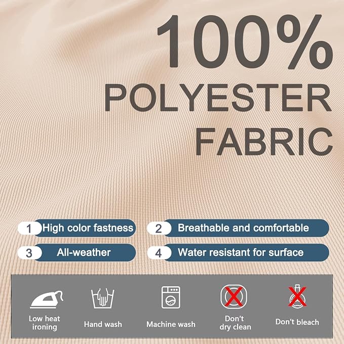 ClawsCover (No Stretchy) 9 Pack Patio Cushion Covers Set,Outdoor Furniture Cushion and Pillow Slipcovers Replacement,Fit for 5 Pieces 4-Seater Wicker Sectional Sofa Chair Couch Set,Khaki-Covers Only