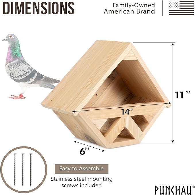Cedar Mourning Dove Nesting Box - Dove Bird House for Outside Nesting, Outdoor Natural Rough Cut Cedar Bird House w/Natural Shingles (Style 3)