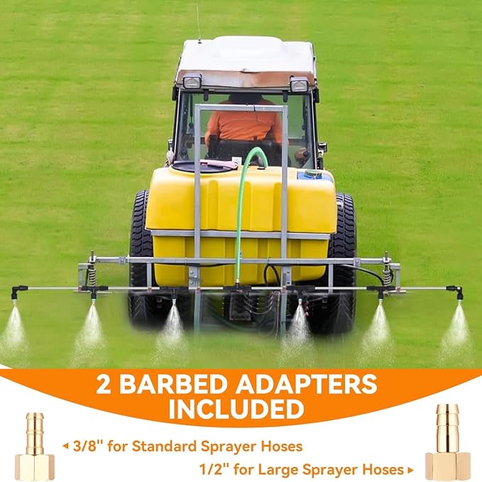 Metal 6 Nozzles Sprayer Boom Wand with 3 Flow Rate Nozzle Tips-Wide-Coverage Agricultural & Lawn Spray Attachment for Tractors/UTVs