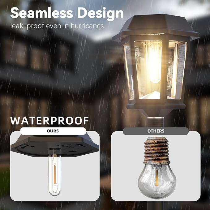 2 Pack Solar Lamp Post Lights Outdoor, 63" Solar Pole Lights for Outside,3000K Warm White Dusk to Dawn Waterproof Floor Lamps for Patio, Yard, Pathway, Driveway