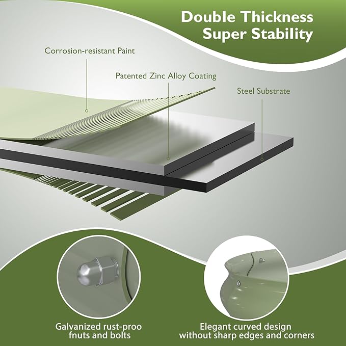 Winpull Raised Garden Bed Kit, 8x2x1 ft Galvanized Planter Box Outdoor, Oval Large Metal Raised Beds for Gardening Vegetables Flower Herb (Avocado Green)