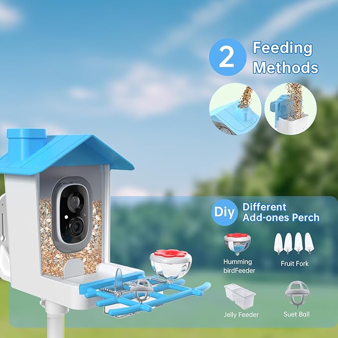 Bird Feeder with Camera Solar Powered - Smart Bird Feeder with 2K HD Camera, AI Identification, Solar Powered, Instant App Alerts, Birds Watching Gifts for Mom, Dad, Tech Lovers