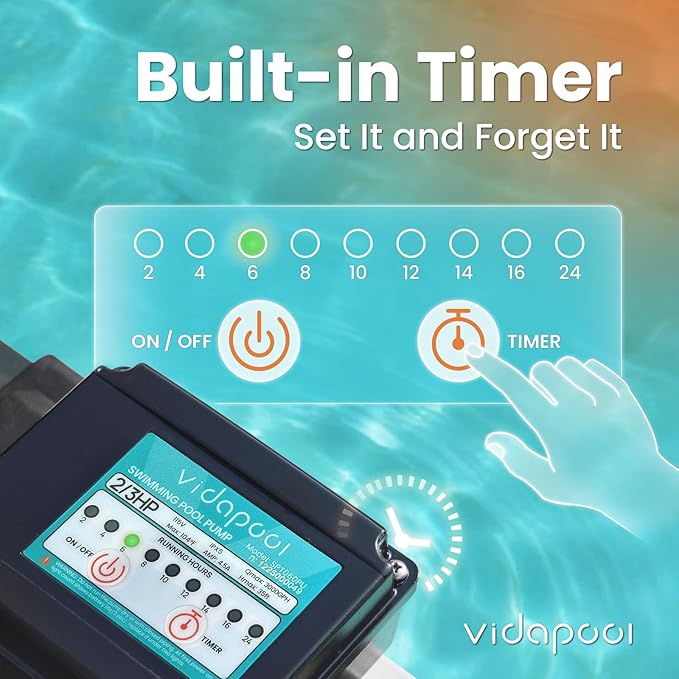 Sand Filter Pump for Above Ground Pool, Pool Pumps Above Ground with Timer, Pool Sand Filter with 6-Way Valve, Efficient Filtration, 13in, Up to 13,000 Gallons