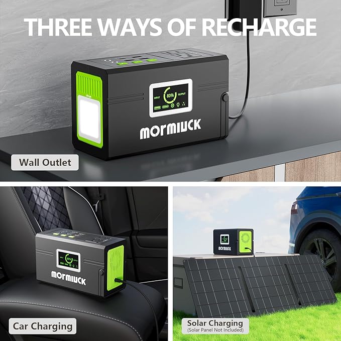 Portable Power Station 127W (Peak 200W),Solar Generator(Solar Panel Optional), 88.8Wh Power Supply with 110V AC Outlet, 1*Type-C, 2*QC3.0, Solar Powered Generator for Emergency Backup, Camping
