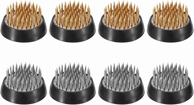 PATIKIL 8 Pcs Floral Frogs Kenzan, 1.3 Inch Round Brass Steel Flower Arrangement Holder, Arranger Pin Fixed Tool for Vase Centerpiece, Wedding, Home Decoration, Brass/Silver/Black