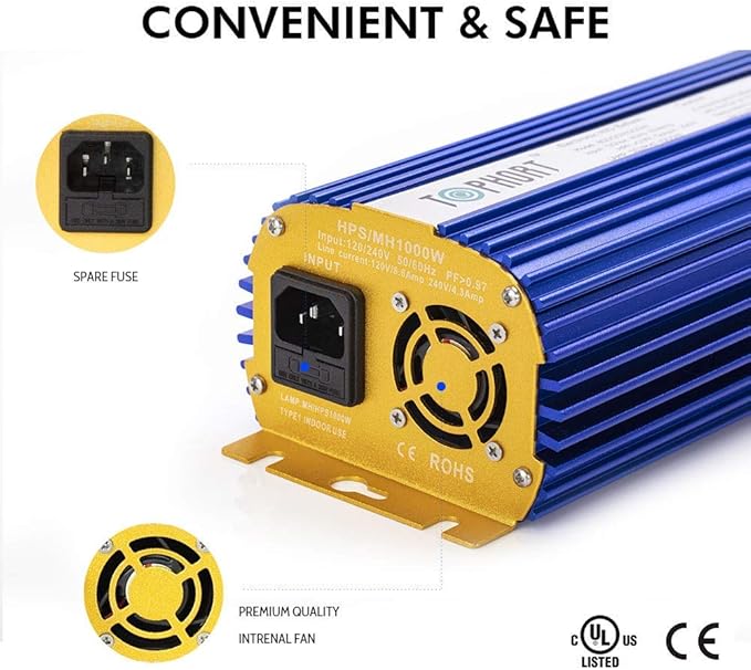 1000W Digital Electronic Ballast for 1000W HPS MH Grow Light Bulb Lamp Ballast (1000W, Blue)