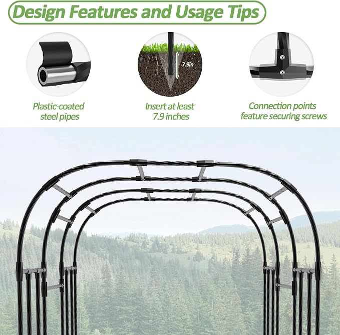 Garden Arch Trellis - 69" L*71" W*87" H, Rust-Proof Grape Trellis with Thickened Steel 20MM Pipe, Garden Arch Trellis for Climbing Plants Outdoor, Tunnel Trellis for Cucumber, Pumpkin, Melon