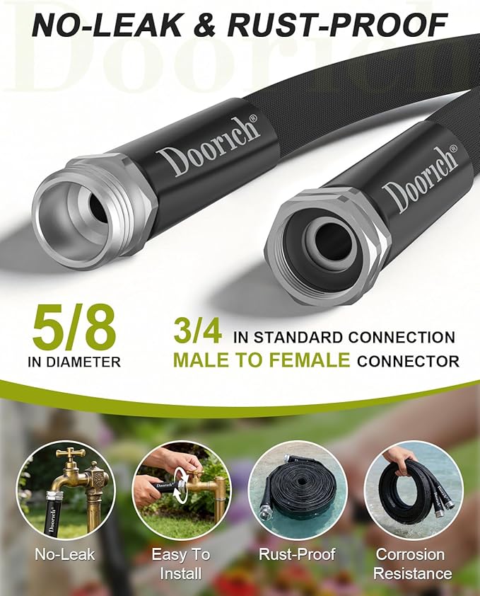 Garden Hose, Lightweight, Ultra Flexible, Durable, Kink-Free Water Hose - Made of TPU, Drinking Water Safe Material, Non-Shrinking, Easy to Store, All-Weather, Black (100 FT)