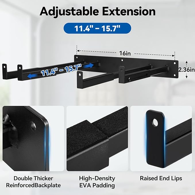 Expandable Folding Chair Storage Rack 2 Pack, 11.4"-15.7" Adjustable Heavy Duty Garage Organizers Hooks Wall Mount with EVA Padding for Ladders, Tools Hanger, and Bulk Items, Holds 200 lbs Each