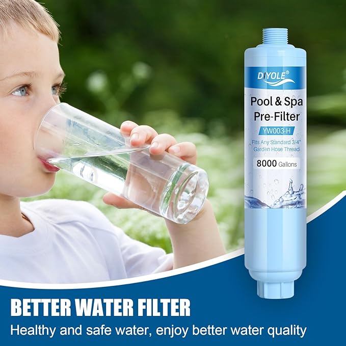 Garden Hose Filter for Filling Pool,Garden Hose Filter for Filling Hot Tub/Spa, Greatly Reduces Sediment, Chlorine, Heavy Metals and Odors, Standard 3/4" Garden Hose Thread