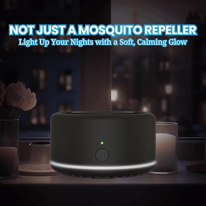 Mosquito Repellent Outdoor Patio, Recharageable Mosquito Repeller 2 Plant-Based Refills, Ready-to-use Mosquito Repeller Device for Camping Outing(Black, Pack of 1)
