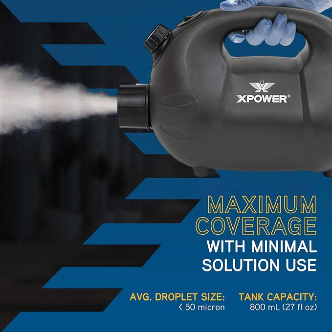 XPOWER F-8 ULV Cold Fogger, Mist Blower, and Sprayer for Cleaning, Disinfecting, Pest Control and Odor Elimination, 20+ Ft. Spray Distance, 0.8 L Tank Capacity
