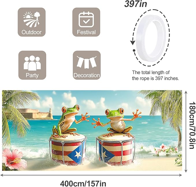 6 * 13FT Summer Puerto Rico Garage Door Cover Decorations Sunset Palm Trees Garage Door Banner for Outdoor Indoor Summer Party Photography Backdrop