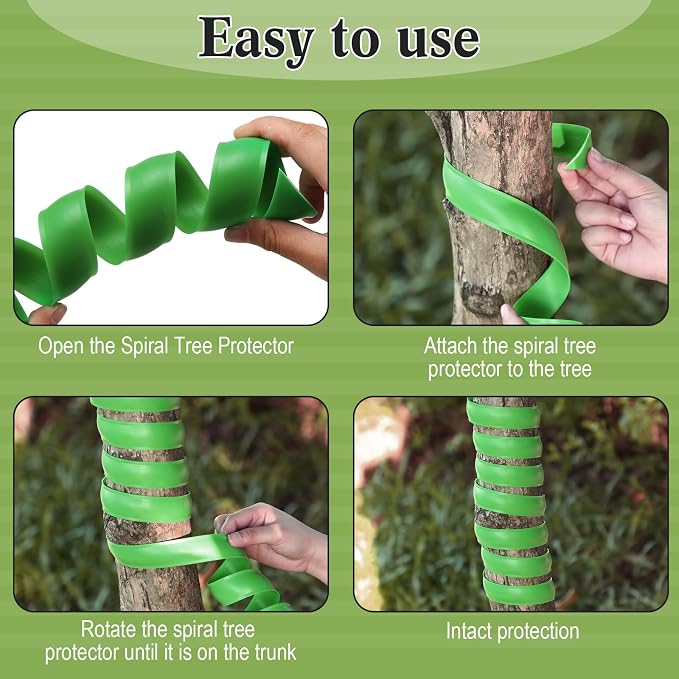 Wesiti 20 Pcs Tree Trunk Protector Plastic Spiral Trunk Tree Wrap Guard Bark Tube Protectors to Protect Bark Saplings from Deer Cats Rodents Rabbit Mowers (Green)