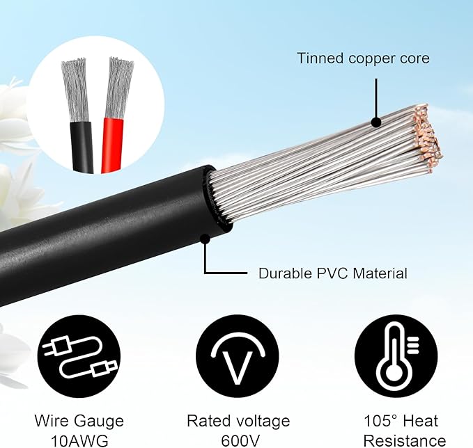 10AWG Solar Panel to SAE Adapter Cable 6FT SAE Plug Cable PV Solar Extension Wire with SAE Polarity Reverse Adapter for Car RV Caravan Solar Panel Battery Charger