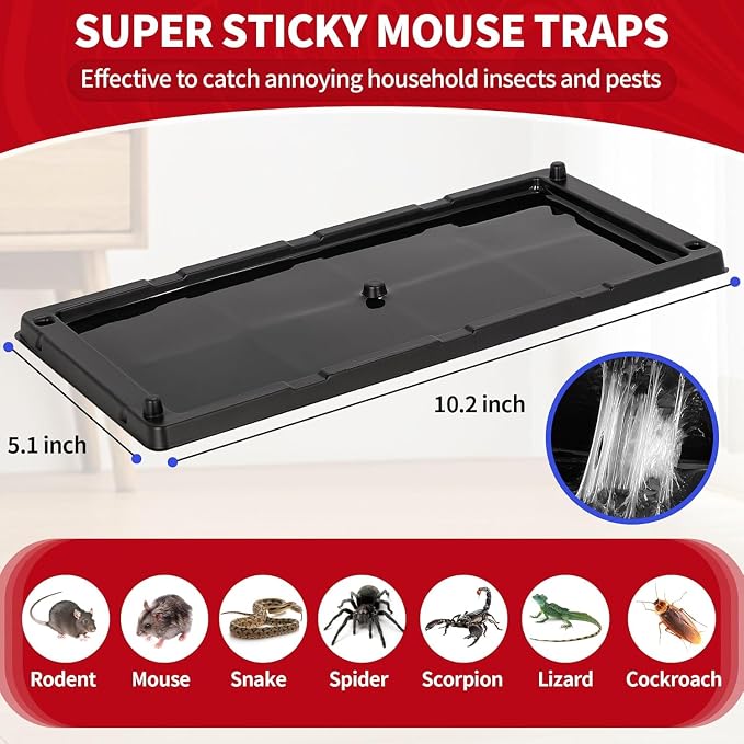 LULUCATCH Mouse Traps, 800 Pack Large Glue Traps Mouse Traps Indoor for Home, Pre-Baited Non-Toxic Bulk Glue Boards for Mice, Snakes, Rat, Lizard, Cockroach & Spiders, Pet Safe, Easy to Use