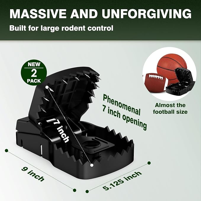 Unstoppable Extra Large Squirrel Giant Rat Traps Heavy Duty | 2 Pack | Indoor Outdoor Escape Proof Squirrel Traps that Kill Instantly | Reliable and Reusable