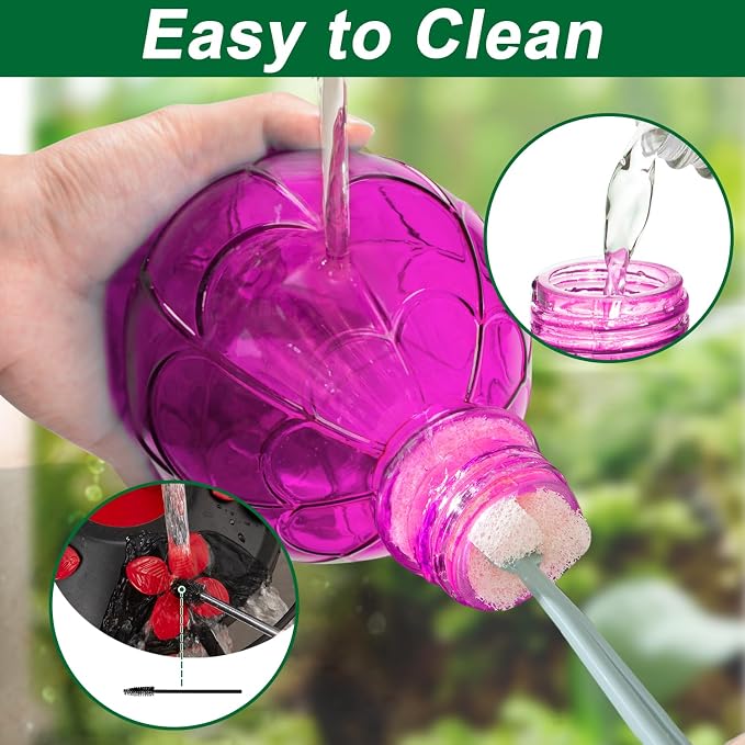 Glass Hummingbird Feeder for Outdoors Hanging, Gift for Women Mom and Bird Lovers