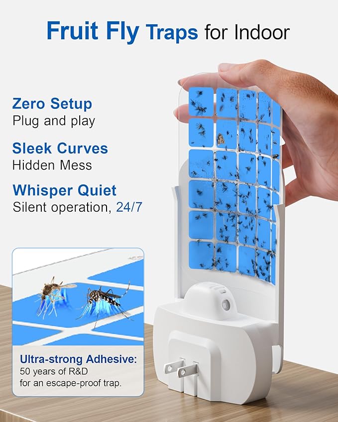 10-Pack Official Flying Insect Trap Refills, Replacement Sticky Glue Cards for Plug-in UV Light Bug Catcher, Compatible with N386D, Trap Not Included