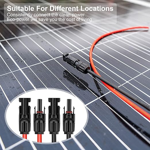 3FT 10AWG Solar Panel Extension Cable with Female and Male Connectors, Solar Cable for Solar Panels, Charge Controllers and Solar Generator (10AWG, 3FT)