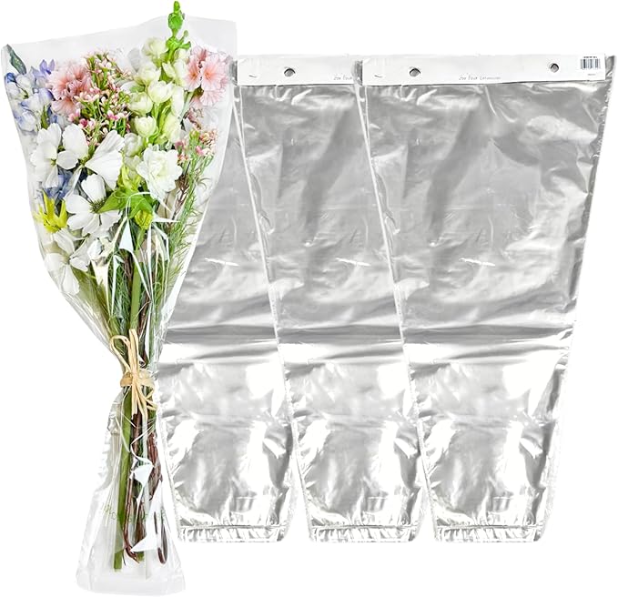 Holiday Designs - 300 Pcs Bottom Sealed Clear Bouquet Sleeves - Waterproof Floral Wraps for Fresh Flower Arrangements - 1.2 Mil Thick (15” x 25” x 5”) - 3 Packs of 100