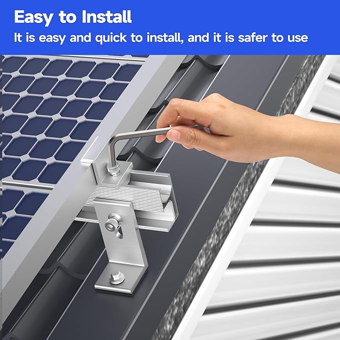 Solar Panel Mounting Brackets Kit 10Pcs Solar Roof Mount Kit for 1-4 Pieces, Aluminum Alloy Mount for Flat Pitched Roof Rack Mounting Brackets