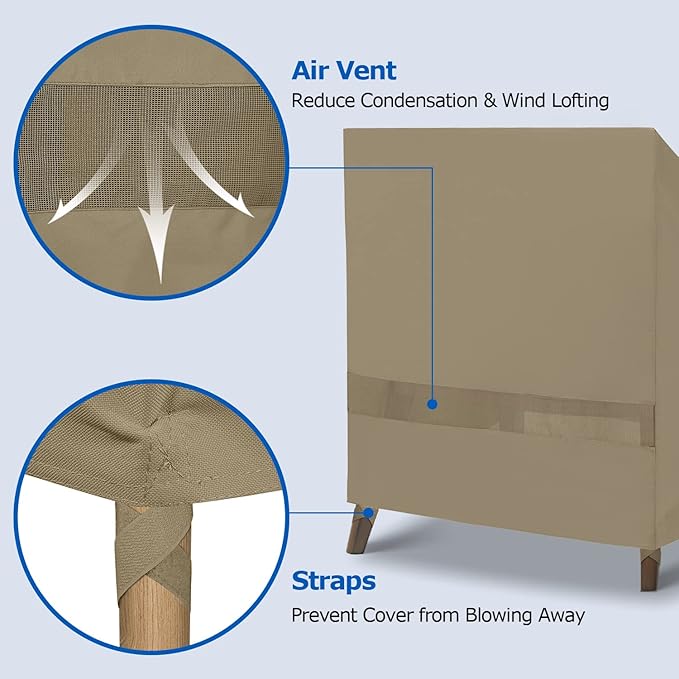 SunPatio Outdoor Oversized Chair Covers, Heavy Duty Waterproof Patio Large Chair Covers, Fade Resistant Outdoor Furniture Protector, All Weather Protection, 2 Pack - 40" W x 34" D x 39" H, Taupe