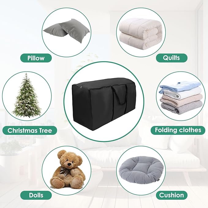 Patio Cushion Storage Bag ,Outdoor Cushion Storage Cover with Zipper and Handles Size 68" L x 30" W x 20" H Extra Large Pillow Organizer Bag for Furniture,Christmas Tree, Bedding Storage(1Pack)