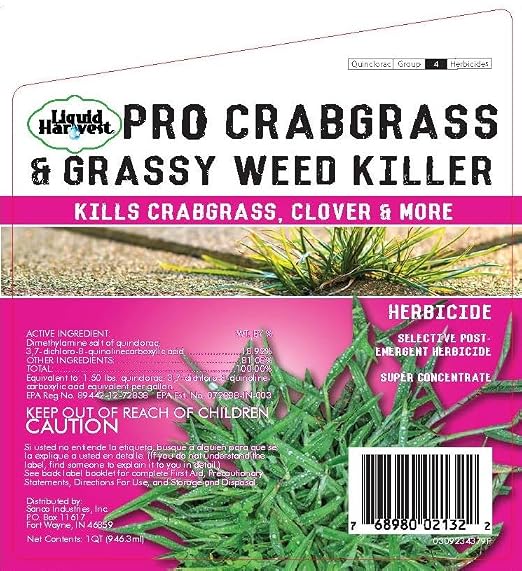 Pro Crabgrass & Grassy Weed Killer - 18.92% Quinclorac (Compare to Drive XLR8) – Concentrated Professional Crabgrass Herbicide – Quick Drying with Residual Control - 32 Ounces