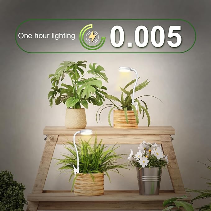 IMVSINCERE Small Grow Lights for Indoor Plants, Pot Clip On LED Plant Lights for Indoor Growing，Full Spectrum，360° Gooseneck Plant Lights for Succulents, 3/9/12H Timer, 10 Brightness, Includes 5V UL