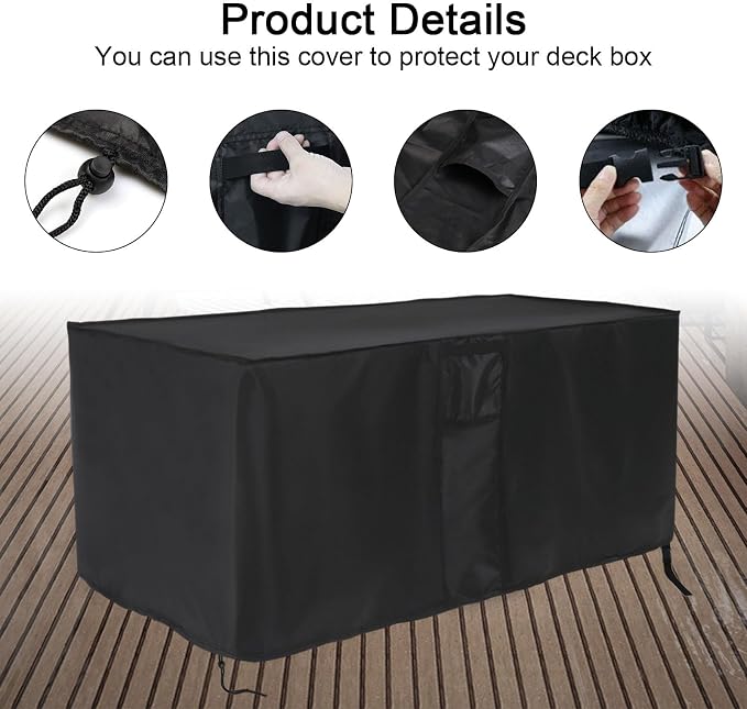 Patio Deck Box Cover 100 Gallon, Waterproof Outdoor Storage Box Furniture Cover - 48 x 22 x 25 Inch