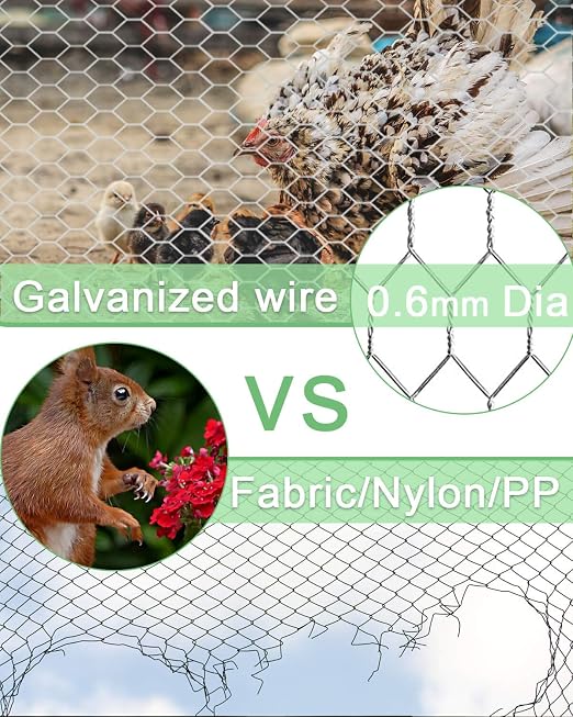 Garden Poultry Chicken Wire Netting - 24 '' × 50 ' Garden Fence Animal Barrier, Chicken Wire for Crafts, 1 inch Mesh Poultry Netting Fence, Pet/Rabbit/Chicken Wire Fencing