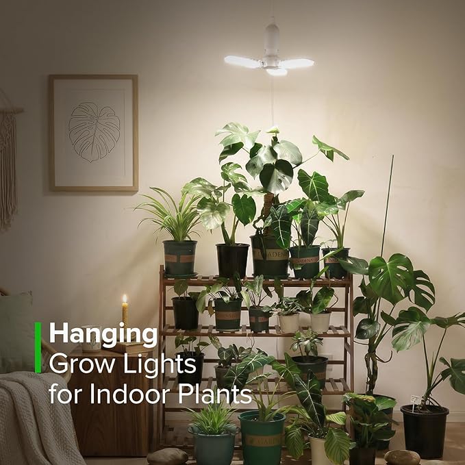 SANSI Grow Lights for Indoor Plants, 99 LEDs Plant Growing Lamp with Timer, 30W 2000LM 4000K Plant Light with Full Spectrum High PPFD, Height Adjustable Wings, 16.4FT Power Cord for Tall Large Plants